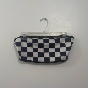 2 piece checkered sleeved cardigan and tube top